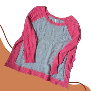 Free People Coral + Tan Boxy Sweater